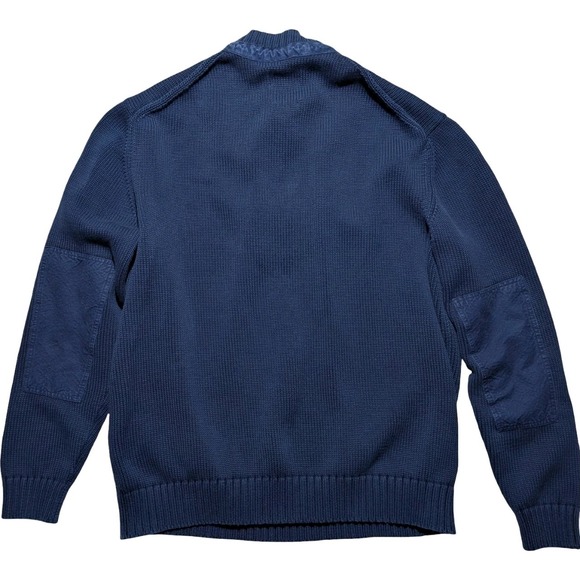 Cutter & Buck Blue Cotton Sweater XL Chunky Knit Elbow Patch - Picture 4 of 13